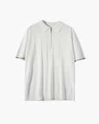 Men's Short-Sleeve Zip Polo With Contrast Cuff Trim - White