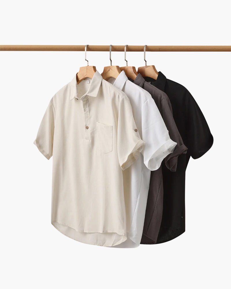Men's Short-Sleeved Popover Shirt With Chest Pocket - Colour options
