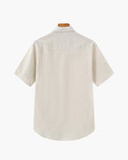 Men's Short-Sleeved Popover Shirt With Chest Pocket - Beige