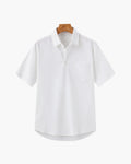 Men's Short-Sleeved Popover Shirt With Chest Pocket - White