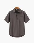 Men's Short-Sleeved Popover Shirt With Chest Pocket - Grey