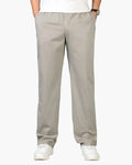 Men's Straight-Leg Trousers With Gathered Belt-Loop Waist - Light Grey