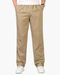 Men's Straight-Leg Trousers With Gathered Belt-Loop Waist - Khaki