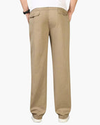 Men's Straight-Leg Trousers With Gathered Belt-Loop Waist - Khaki