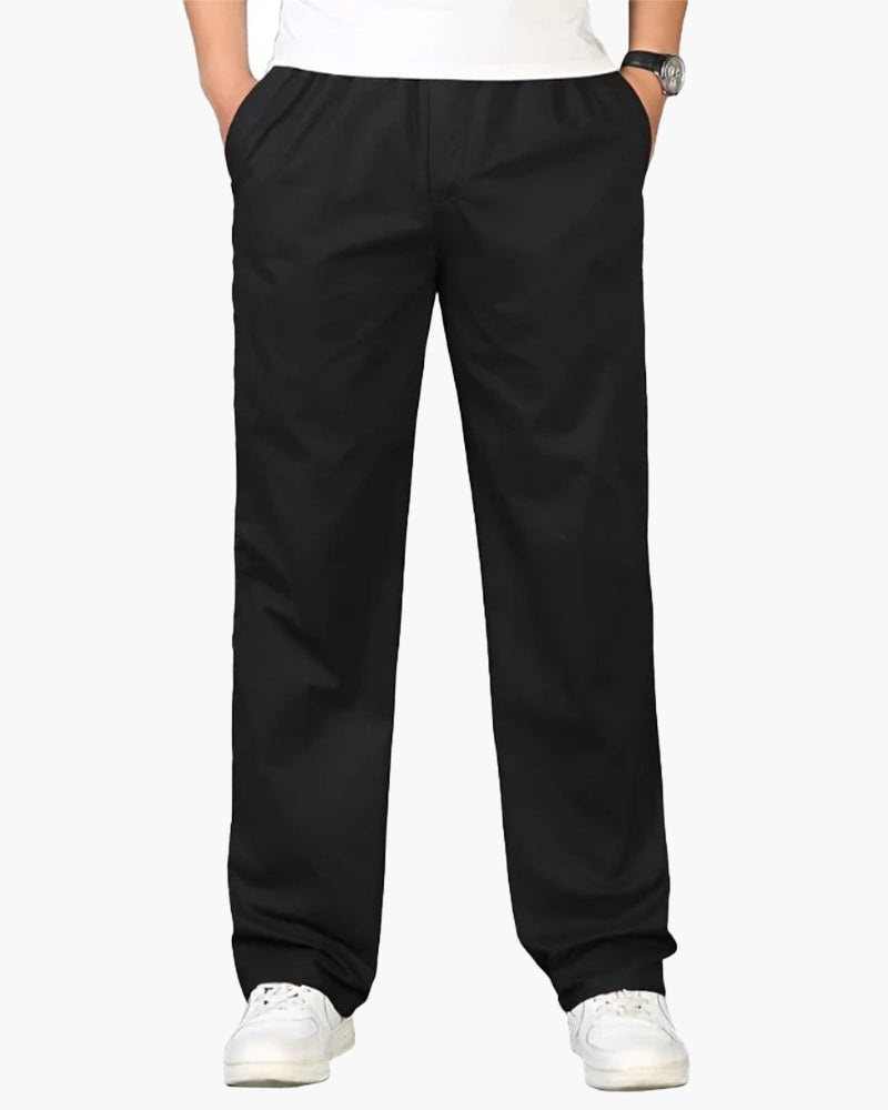 Men's Straight-Leg Trousers With Gathered Belt-Loop Waist - Black