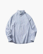 Men's Striped Button-Front Shirt With Chest Patch Pocket - Light Blue