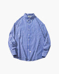 Men's Striped Button-Front Shirt With Chest Patch Pocket - Blue