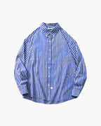 Men's Striped Button-Front Shirt With Chest Patch Pocket - Blue
