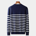 Men's Striped Crew Neck Jumper With Ribbed Neckline - Colour options