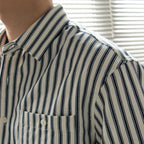 Men's Striped Long-Sleeve Shirt With Chest Patch Pocket - Colour options