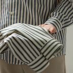Men's Striped Long-Sleeve Shirt With Chest Patch Pocket - Colour options