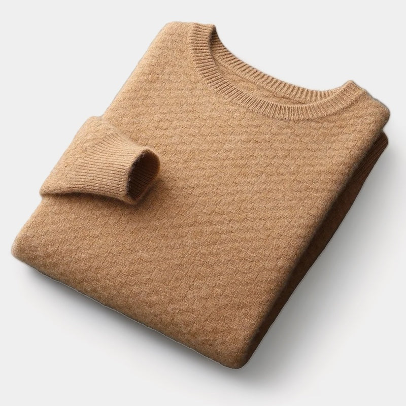 Men's Textured Crew Neck Jumper With All-Over Pattern - Colour options