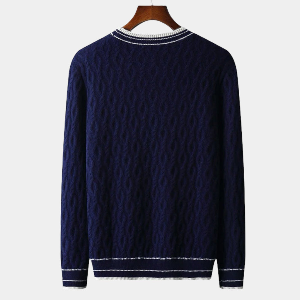 Men's Textured Crew Neck Jumper With Tipped Neck And Hem - Colour options