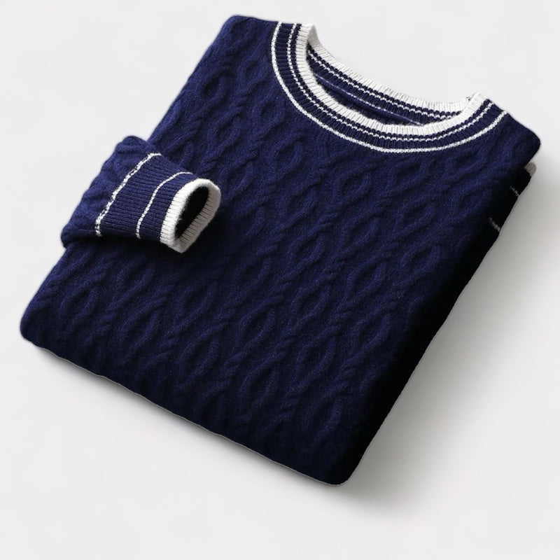 Men's Textured Crew Neck Jumper With Tipped Neck And Hem - Colour options