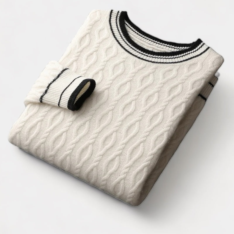 Men's Textured Crew Neck Jumper With Tipped Neck And Hem - Colour options