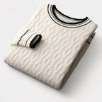 Men's Textured Crew Neck Jumper With Tipped Neck And Hem - Colour options