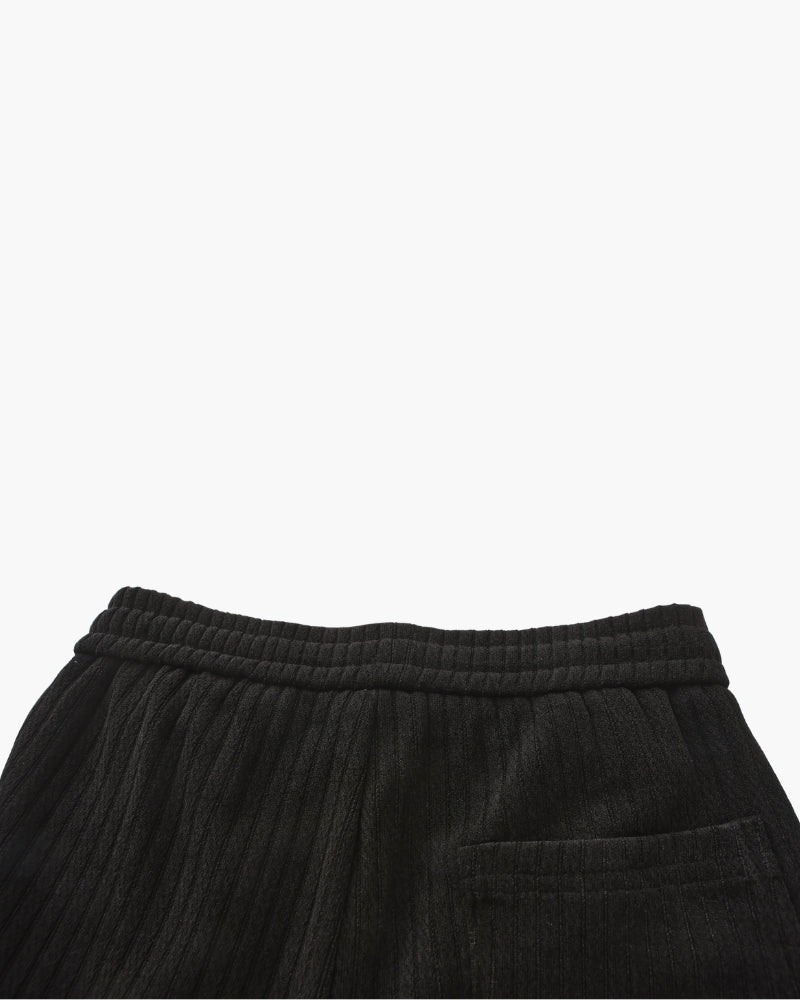 Men's Textured Drawstring Trousers With Straight Legs - Black