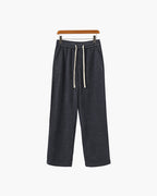 Men's Textured Drawstring Trousers With Straight Legs - Grey