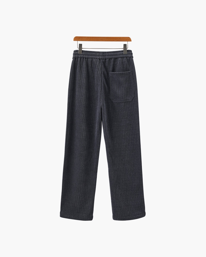 Men's Textured Drawstring Trousers With Straight Legs - Grey