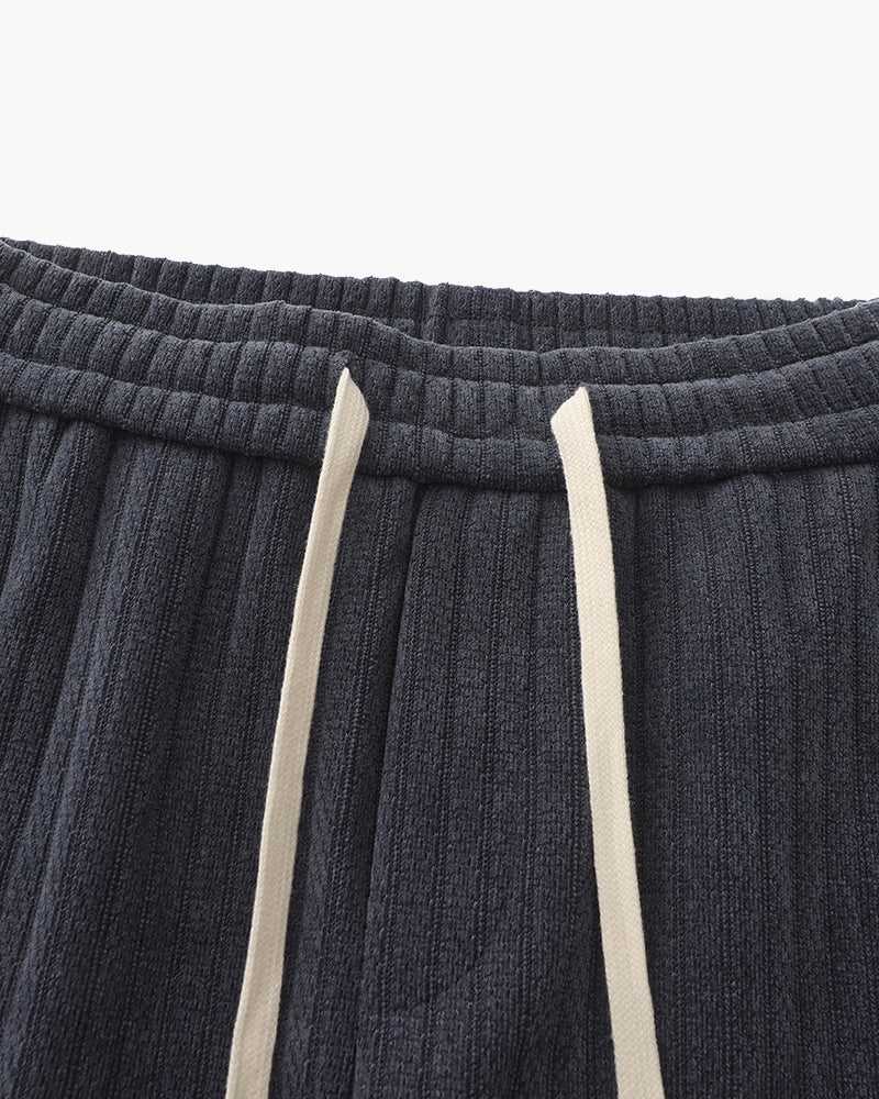 Men's Textured Drawstring Trousers With Straight Legs - Grey