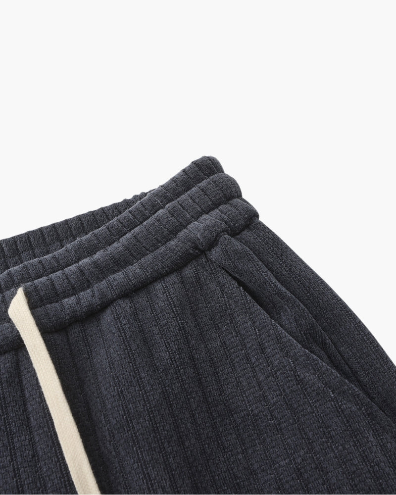 Men's Textured Drawstring Trousers With Straight Legs - Grey