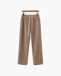 Men's Textured Drawstring Trousers With Straight Legs - Nude