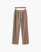 Men's Textured Drawstring Trousers With Straight Legs - Nude