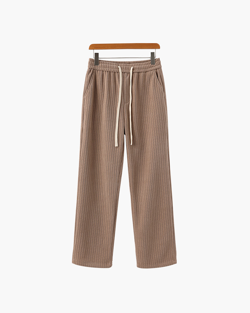 Men's Textured Drawstring Trousers With Straight Legs - Nude