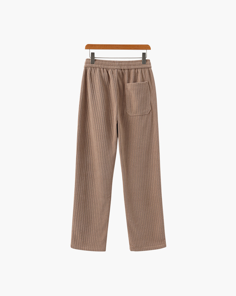 Men's Textured Drawstring Trousers With Straight Legs - Nude