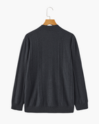 Men's Textured Half-Zip Jumper With Narrow Stand Neck - Dark Grey