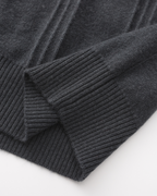 Men's Textured Half-Zip Jumper With Narrow Stand Neck - Dark Grey