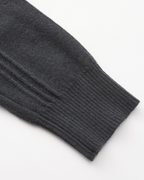 Men's Textured Half-Zip Jumper With Narrow Stand Neck - Dark Grey