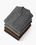 Men's Textured Half-Zip Jumper With Narrow Stand Neck - Colour options