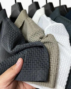 Men's Textured Polo Shirt With Two-Button Neckline - Colour options