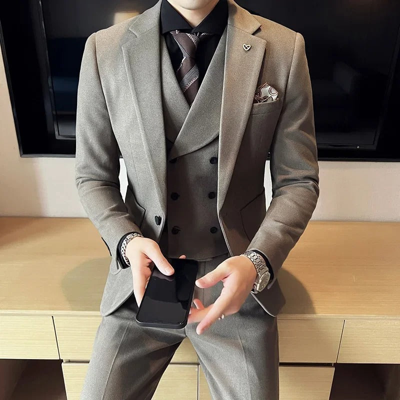 Men's Three-Piece Suit With Matching Waistcoat - Colour options