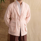 Men's Unstructured Blazer Jacket With Three Patch Pockets - Beige