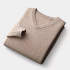 Men's V-Neck Jumper With Ribbed Neckline And Cuffs - Colour options