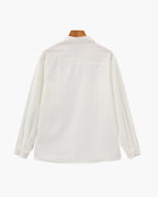 Men's Vertical-Stripe Shirt With Twin Chest Pockets - White