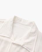 Men's Vertical-Stripe Shirt With Twin Chest Pockets - White