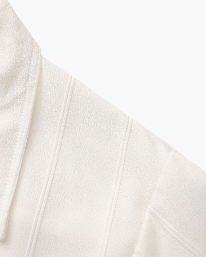 Men's Vertical-Stripe Shirt With Twin Chest Pockets - White