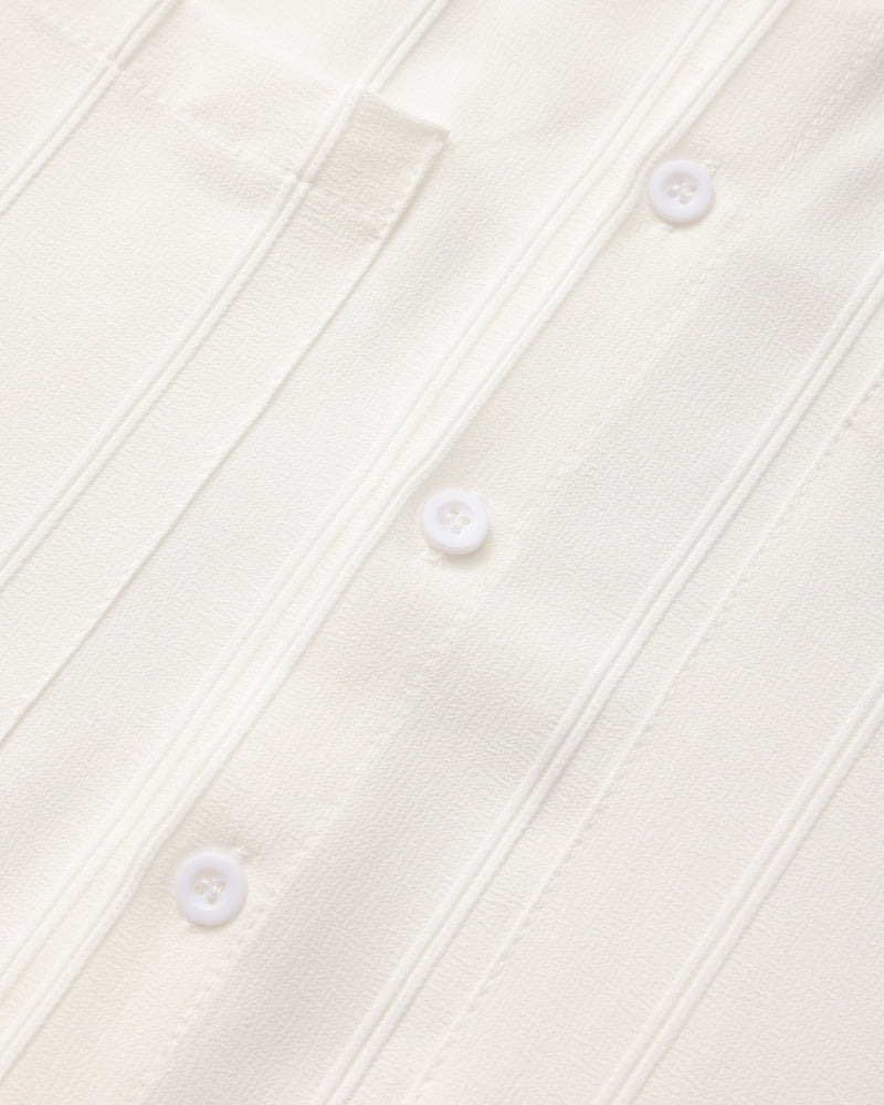 Men's Vertical-Stripe Shirt With Twin Chest Pockets - White