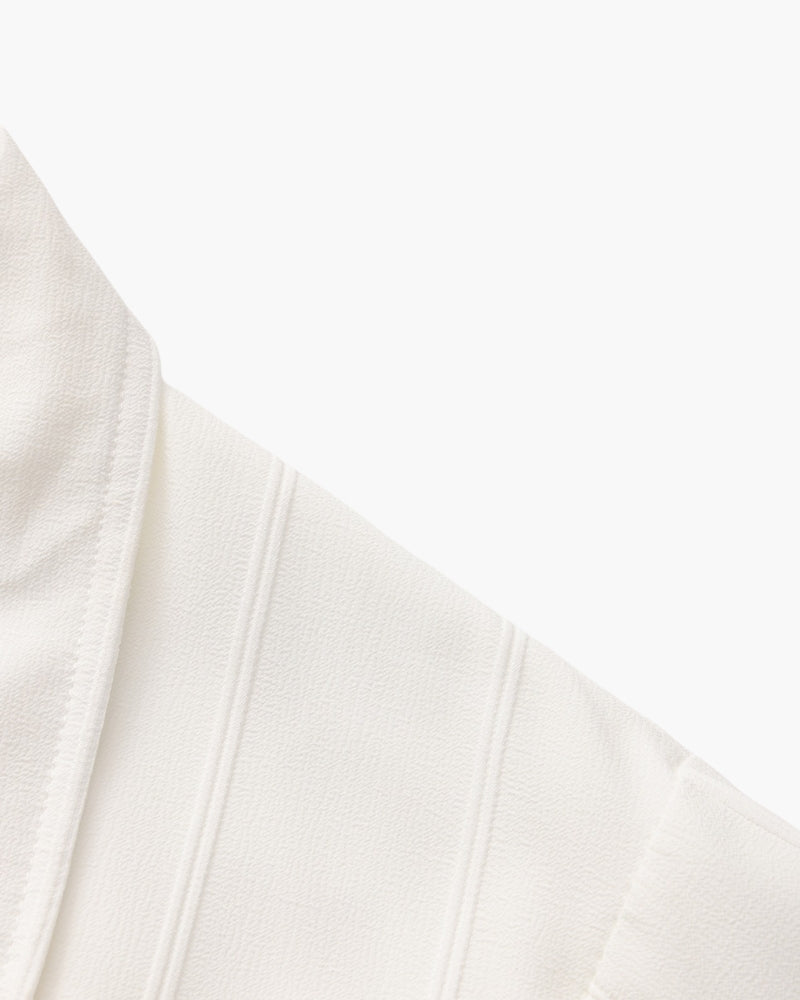 Men's Vertical-Stripe Shirt With Twin Chest Pockets - White