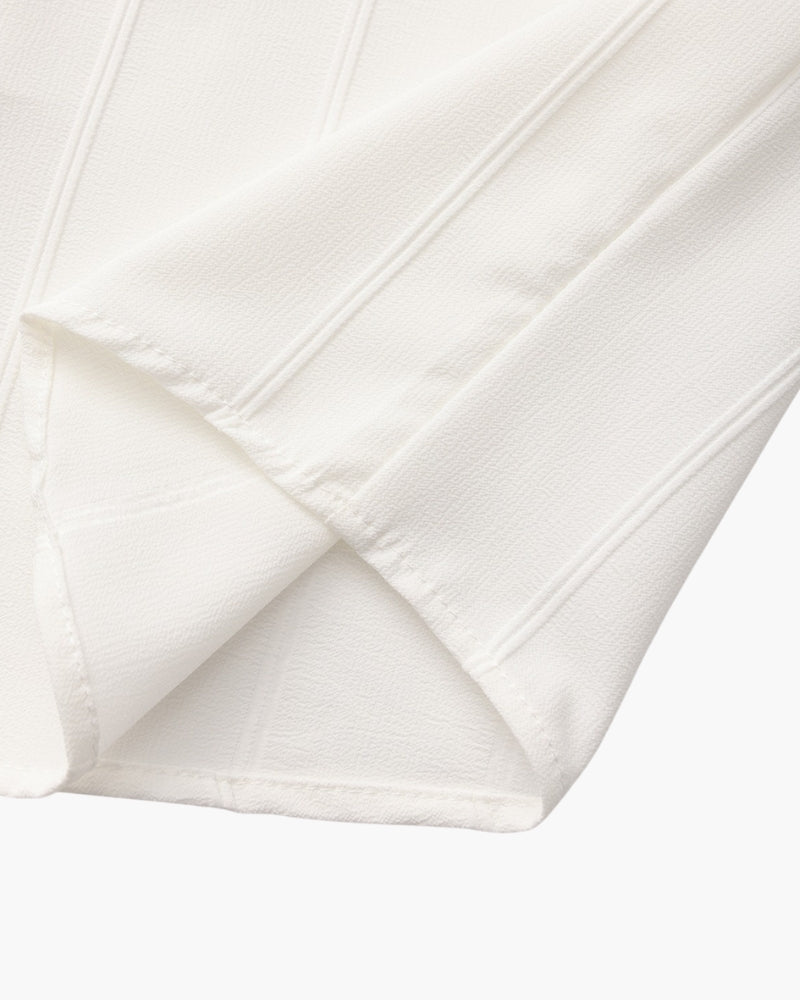 Men's Vertical-Stripe Shirt With Twin Chest Pockets - White
