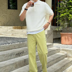 Men's Waffle-Knit Polo With Open Collar And Short Sleeves - Colour options