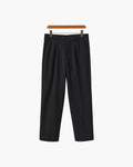 Men's Wide-Leg Pleated Trousers With Button Waistband - Black