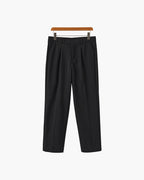Men's Wide-Leg Pleated Trousers With Button Waistband - Black