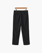 Men's Wide-Leg Pleated Trousers With Button Waistband - Black