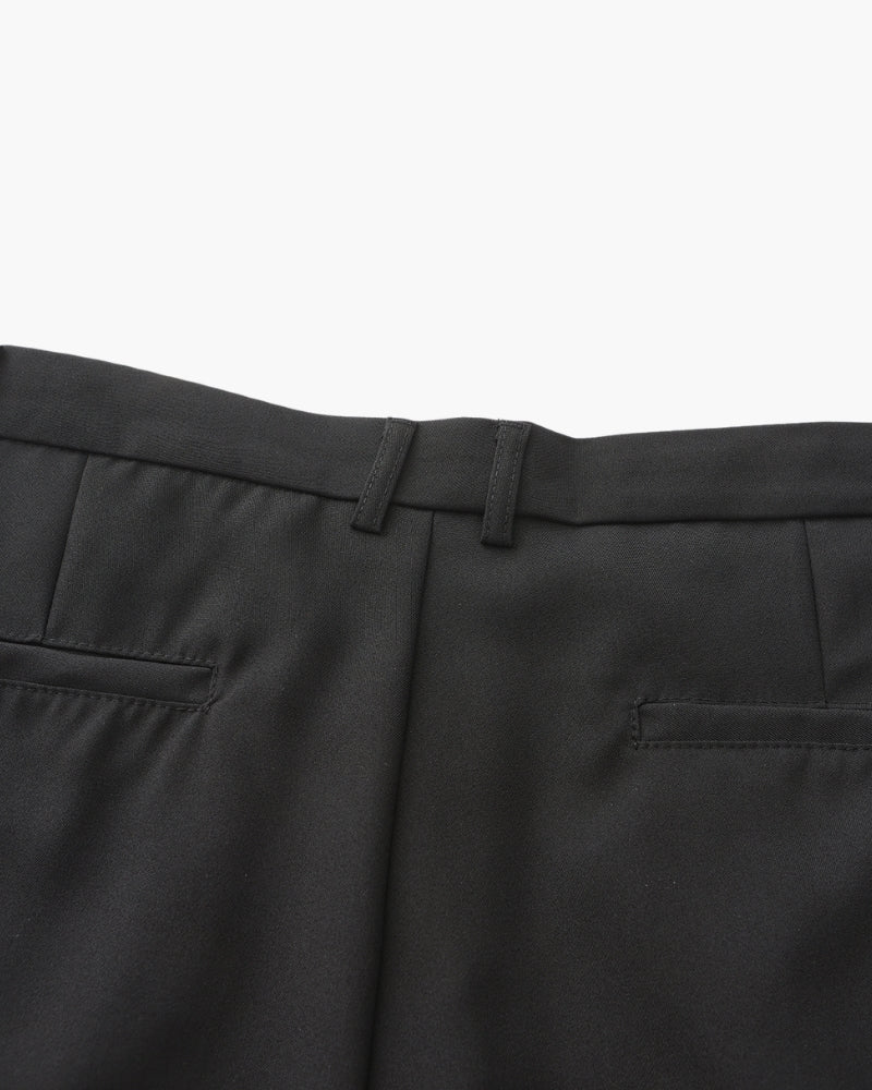 Men's Wide-Leg Pleated Trousers With Button Waistband - Black