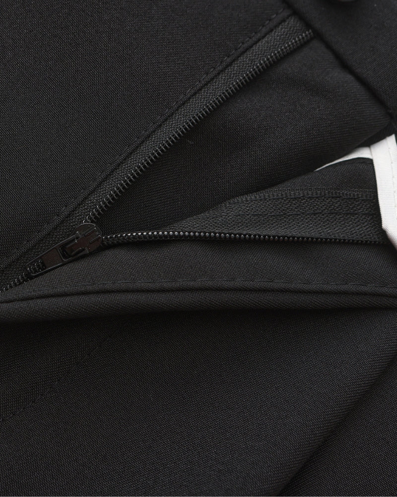 Men's Wide-Leg Pleated Trousers With Button Waistband - Black