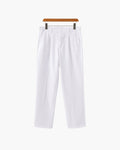 Men's Wide-Leg Pleated Trousers With Button Waistband - White